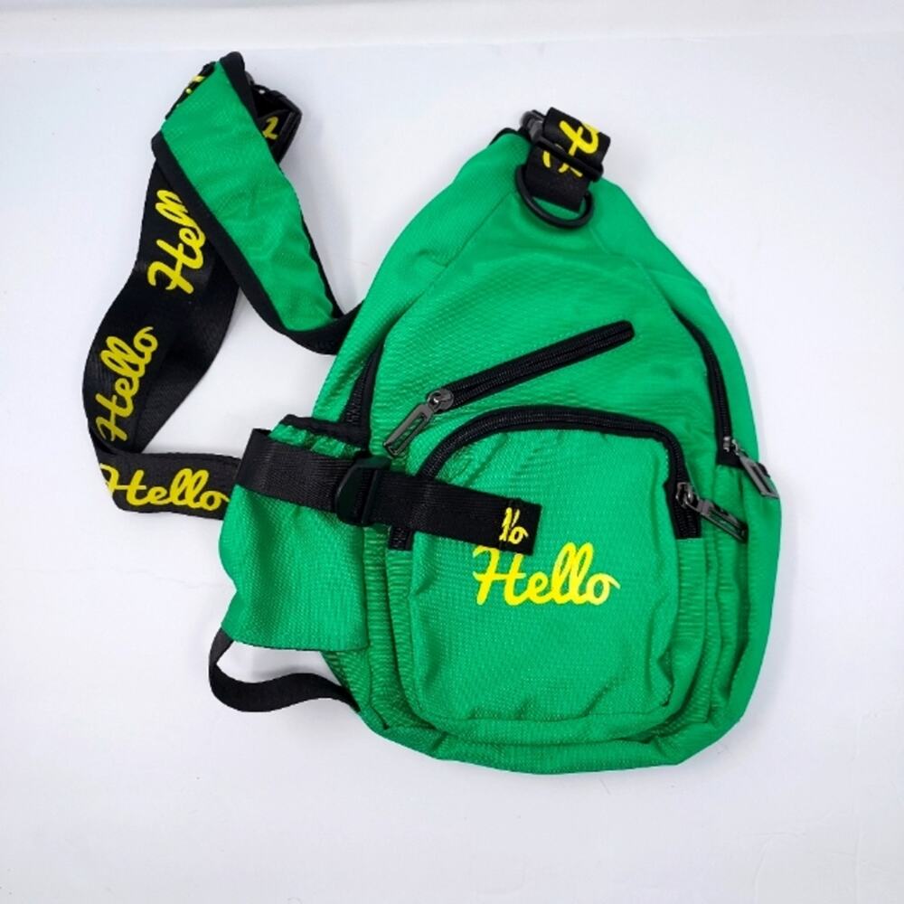 Hello Shamrock Green Sling Back Pack